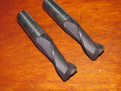 LOT OF 2 SOLID CARBIDE 1/2&#034; END MILLS , 2 FLUTE , TIALN , FULLERTON
