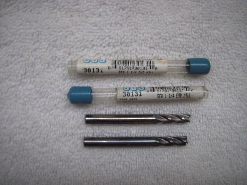 2 new sgs 1/4&#034; single end solid carbide end mills 4 flutes for sale