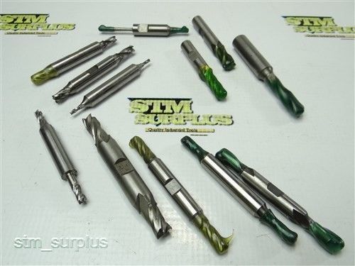 NICE LOT OF 12 HSS DOUBLE &amp; SINGLE ENDED END MILLS 1/8&#034; TO 3/8&#034; PUTNAM