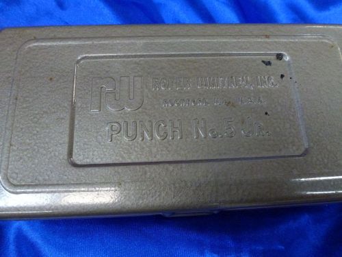 (T2) RW Roper Whitney Punch No. 5 Jr. In Original Metal Case **LOOK**