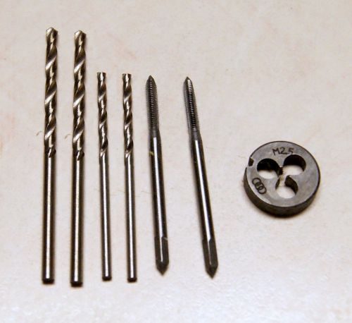 USA Shipping - 7 pc M2.5 Taps and Die Set with 2.1mm &amp; 2.7mm Drills