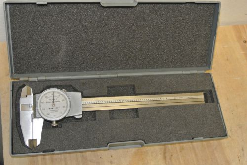 Vintage Brown &amp; Sharpe 599-579 001&#034; Machinists Dial Caliper, Case, Swiss Made