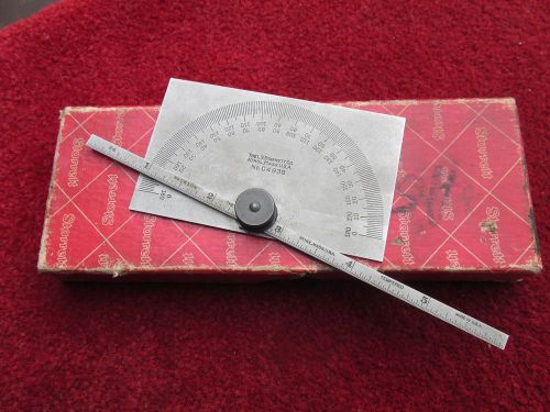 Starrett NO. 493B Protractor and Depth Gage 6&#039;&#039; ,0 To 180°Satin Chrome Vintage