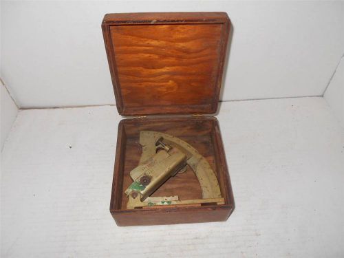 ANTIQUE FL 1218 MACHINIST SURVEYORS TOOL ANGLE DEGREE PROTRACTOR BRASS &amp; BOX