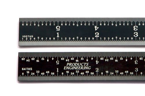 US 6&#034; Rigid Black Chrome Steel 16R Machinist ruler/rule 1/64, 1/32, 1/50, 1/100