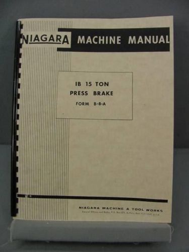 Niagara &#034;IB&#034; 15 Ton Brake Instructions &amp; Parts List