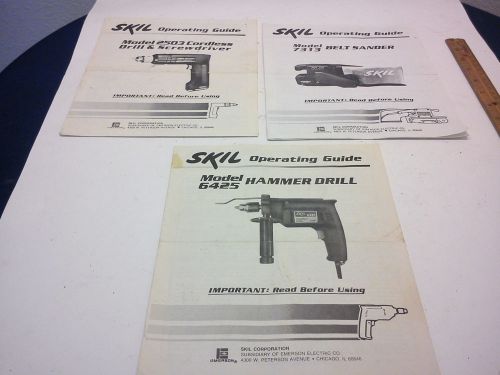 Skil manuals, hammer drill, belt sander, cordless screwdriver, 2503 7313 vintage for sale