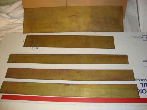 Lot 5 pieces sheet brass flat stock 18&#034; x 1 1/4&#034; x 1/16&#034;  thickness 1/16 &amp; 1/32&#034; for sale