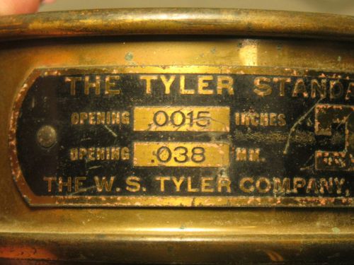 VINTAGE W.S. TYLER USA STANDARD TESTING SIEVE MESH 400 OPENING . IN.3&#034; BRASS