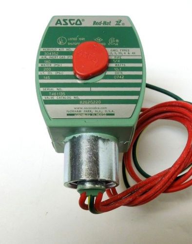 Asco solenoid and valve 1/4&#034; 2way ss 8262g220 volts/hz 120/60 110/50 &lt;355u3 for sale