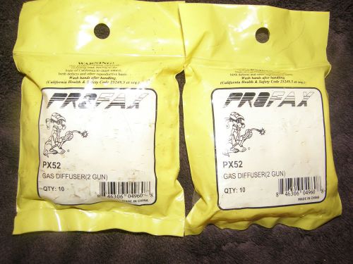 20 New Profax PX52 Gas Diffusers (2 Gun) w/Screw Sets Mig Welding 2 Packs Of 10