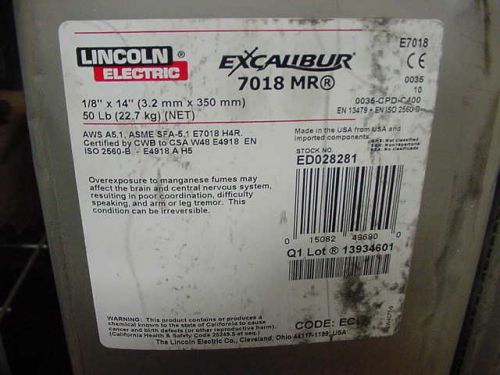 Lincoln excaubur 7018 -mr 1/8&#034; welding rods 50 lb aws e7018 for sale