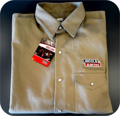 Lincoln electric khaki fire retardant fr welding shirt (large) free shipping!!! for sale