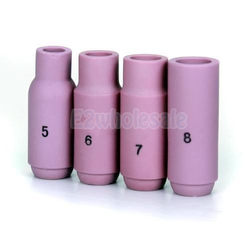 4pcs 46mm/1.8&#034;inch Long Tig Torch Welding Alumina Cups 17 18 26 Pink 5-8 12mm