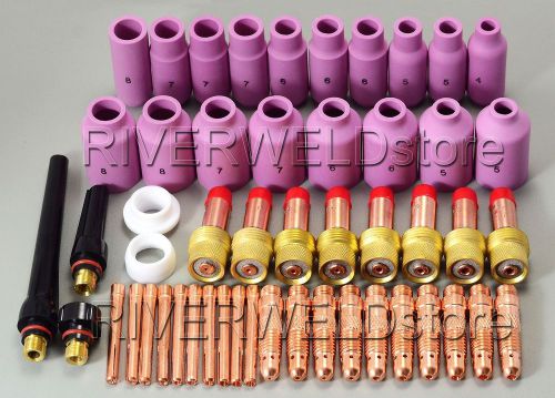 Tig kit &amp; tig welding torch consumables accessories fit wp 17 18 26 series 51pcs for sale