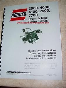 Ammco brake lathe manual 3000 4000 4100 7500 7700 for sale
