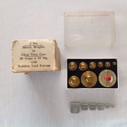 Vintage Ohaus Scale Brass Metric Weight Set With Fractional Weights