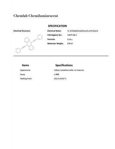 9, 10-Bis(phenylethynyl) anthracene - Green - 5 grams - CAS # 10075-85-1