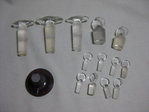 Lot of 14 Ground Glass Stoppers for Test Tubes or Beakers