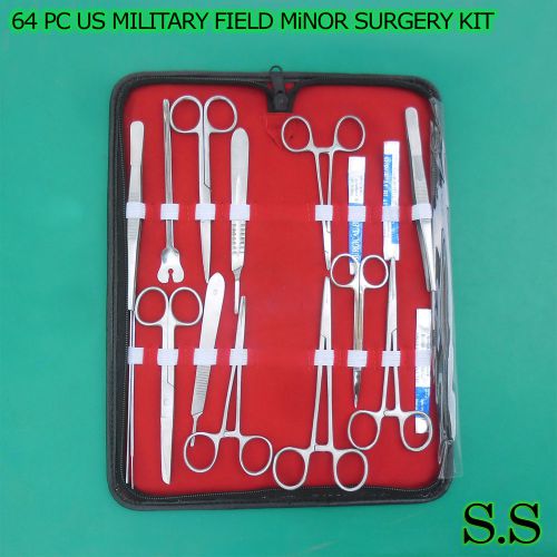 64 PC US MILITARY FIELD MINOR SURGERY SURGICAL INSTRUMENTS FORCEPS KIT