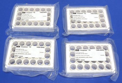 New 4 pk microplates plates perkin elmer visiplate-24 tc white sterile &amp; lid for sale