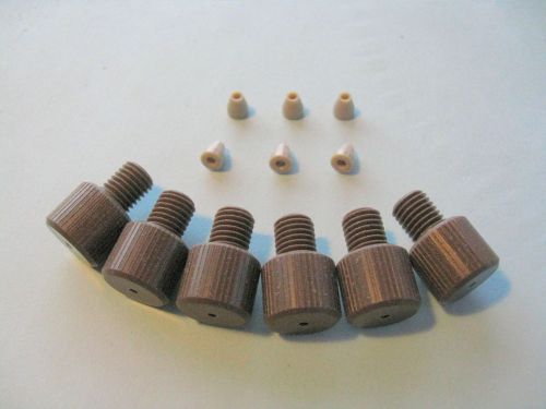 (lot of 6) 1/4-28 delrin nut  &amp; peek ferrule fittings for 1/16&#034; od tubing for sale