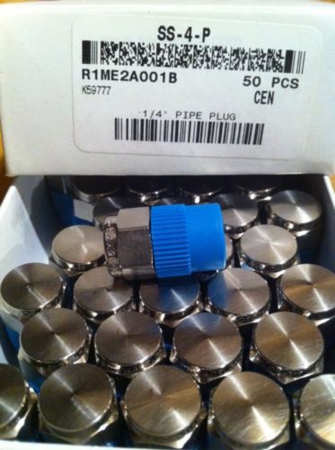 1 box of (50) Swagelok SS-4-P Stainless Steel 316 1/4&#034; Pipe Fitting Plug