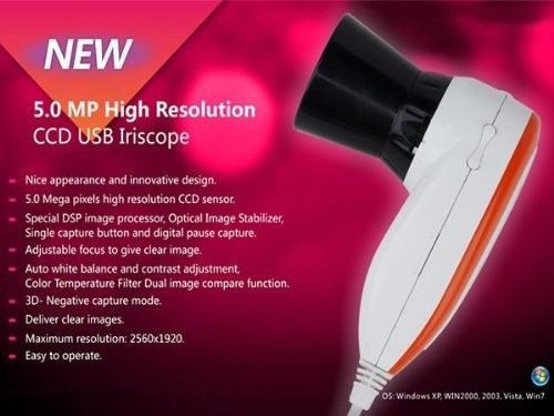 New! 5.0MP Left/Right Eye lamp Iriscope Iris Analyzer Iridology camera +Software
