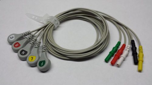 New din ECG lead wire, 5 leads, snap, IEC, G522DN, Medke
