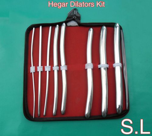 8 Hegar Dilator Sounds Set 7.5&#034; GYNO SURGICAL INSTRUMENTS &#034;Free Zipper Bag&#034;