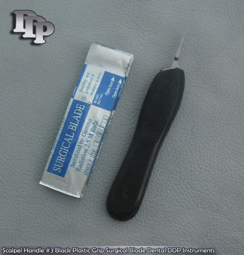 Scalpel Handle #3 Black Plastic Grip &amp;10 Surgical Blade#15 Dental DDP Instrument