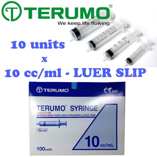 10 x 10ml Terumo Syringe Luer Slip Hypodermic without Needle Sterile Latex Free