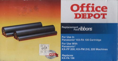 Office Depot 775-111, 2 Replacement Fax Ribbon(KX-FA 136), BRAND NEW