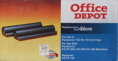 Office Depot 775-111, 2 Replacement Fax Ribbon(KX-FA 136), BRAND NEW