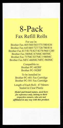 8-pack of PC-402RF Fax Film Refill Rolls for Brother Fax MFC-660MC and MFC-960MC
