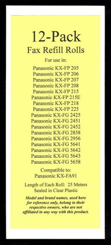 12-pack of KX-FA91 Fax Refills for Panasonic KX-FP205 KX-FP206 KX-FP207 KX-FP208