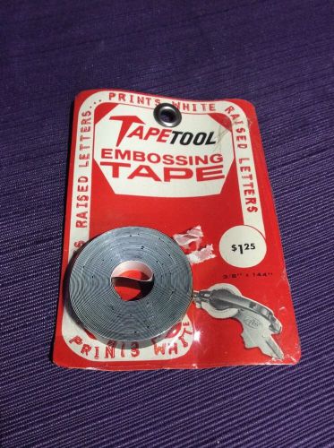 Vintage tapetool embossing tape black tape 3/8&#034; x 144&#034; prints white for sale