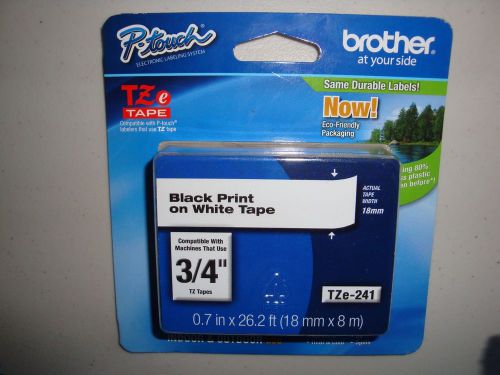 P-touch Tze-241 Black Print on White Tape 3/4 Inch
