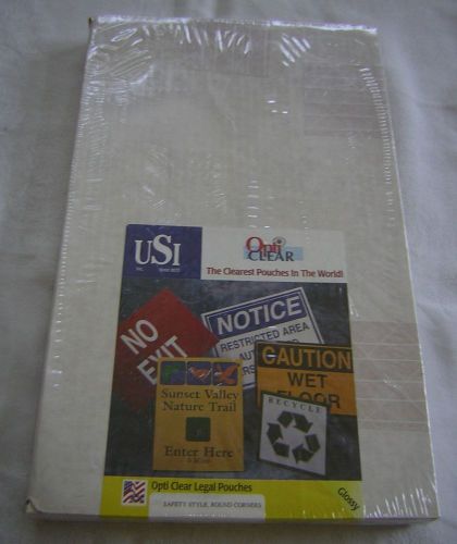 OPTI CLEAR LAMINATE POUCHES LEGAL SIZE NEW. Unopened box of legal size laminate