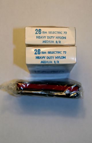 2 NOS BLACK / RED  IBM Selectric 72 Typewriter Ribbons Unicopy Heavy Duty Nylon