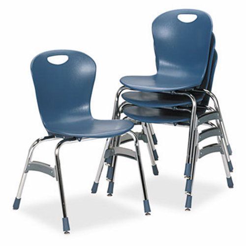 Virco Ergonomic Stack Chair, 18&#034; High, Blue, 4 Chairs (VIRZU41840)