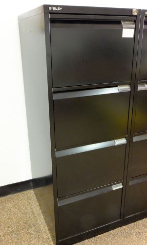 Bisley flush 4 drawer black filing cabinet for sale