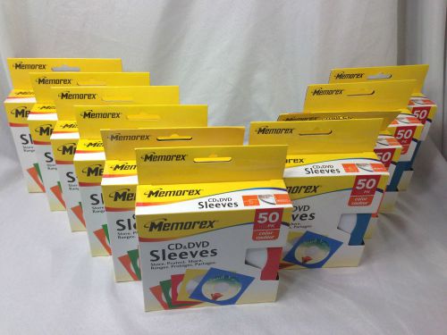 NEW Memorex Colour/Coloured CD/DVD Sleeves - 10 Boxes of 50 = 500 Sleeves!