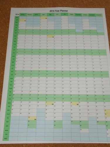 2015 YEAR WALL CALENDAR - A1 VERTICAL PLANNER - PERSONALISED