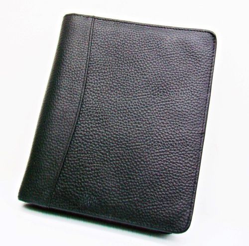 FRANKLIN PLANNER Black Leather Zip Around BINDER 7 Rings 1.25&#034;