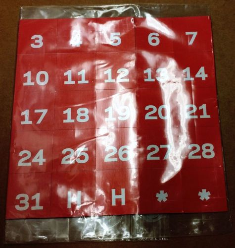 MasterVision Magnetic Calendar Dates, White on Red 1&#034; x 1&#034;  - FM1209