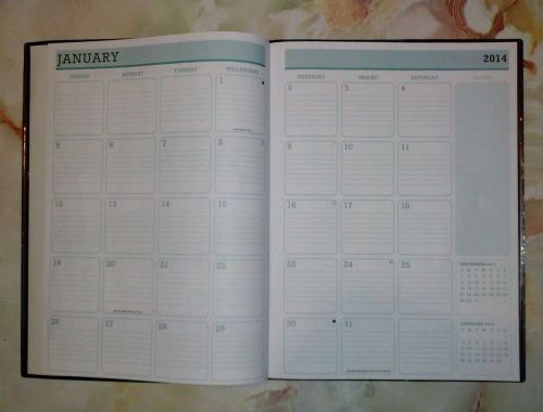 2015 Monthly planner:10.5x7.5 Inch-Black vinyl Cover:New:FREE/Fast Same day S&amp;h