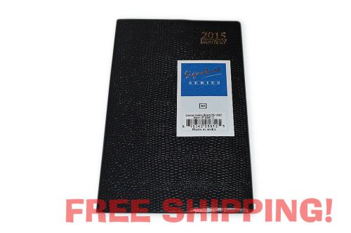 2015 Signature Weekly Monthly Planner Faux Leather/Lizard Calendar BLACK 5x8