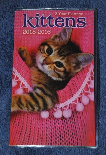 Kittens 2 Year 2015-2016 Pocket Planner Calendar Vinyl Cover Organizer