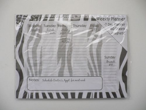Magnetic Weekly Notepad Planner Calendar 60 Sheets Approx 8&#034; x 6&#034;~Zebra~